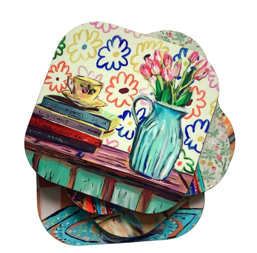 Roses on Red Dresser Coaster