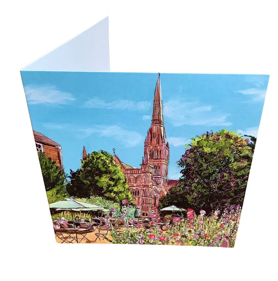 Hollyhocks and Cathedral Art Card