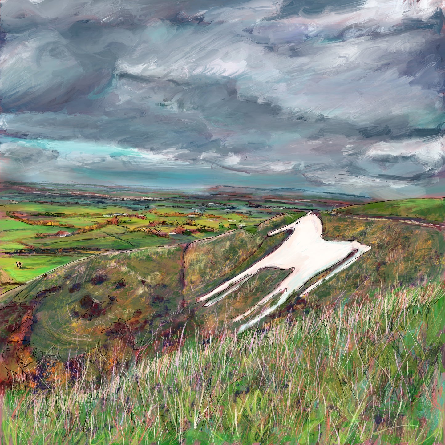 Westbury White Horse Print