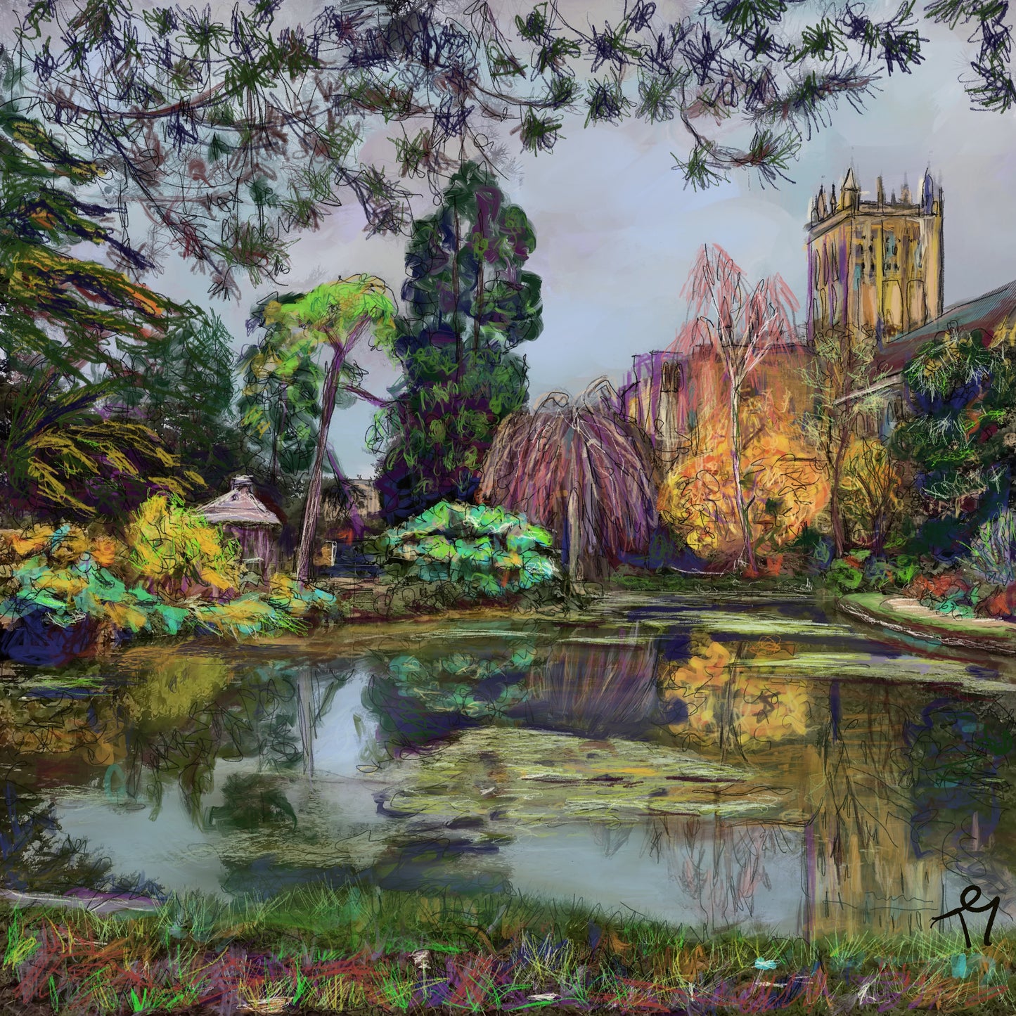 Bishops Palace Gardens Art Card