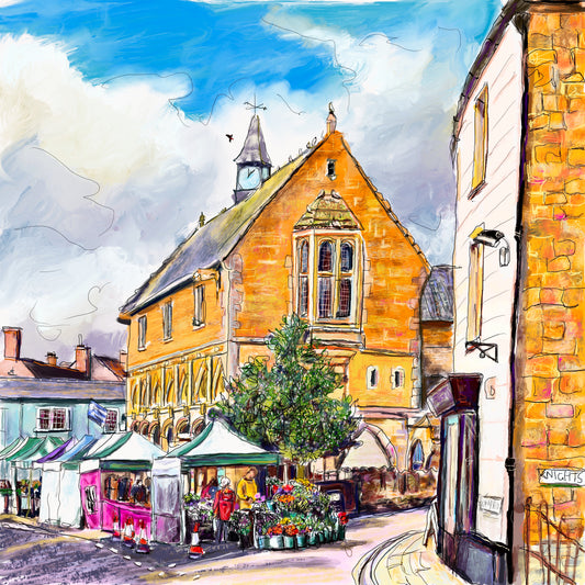 Flower Stall Castle Cary Art Card