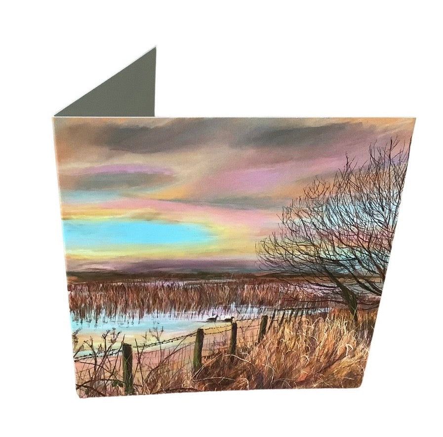 Watching The Birds at Sunset Art Card