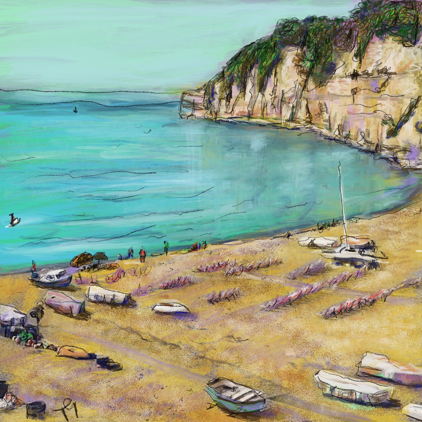 Beer Beach Art Card