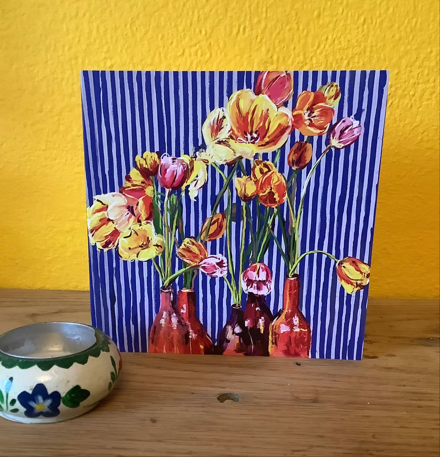 Tulips and Stripes Art Card