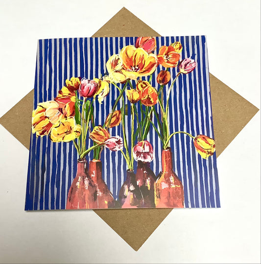 Tulips and Stripes Art Card