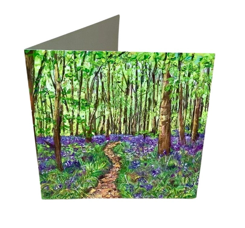 Pathway through The Bluebells Art Card