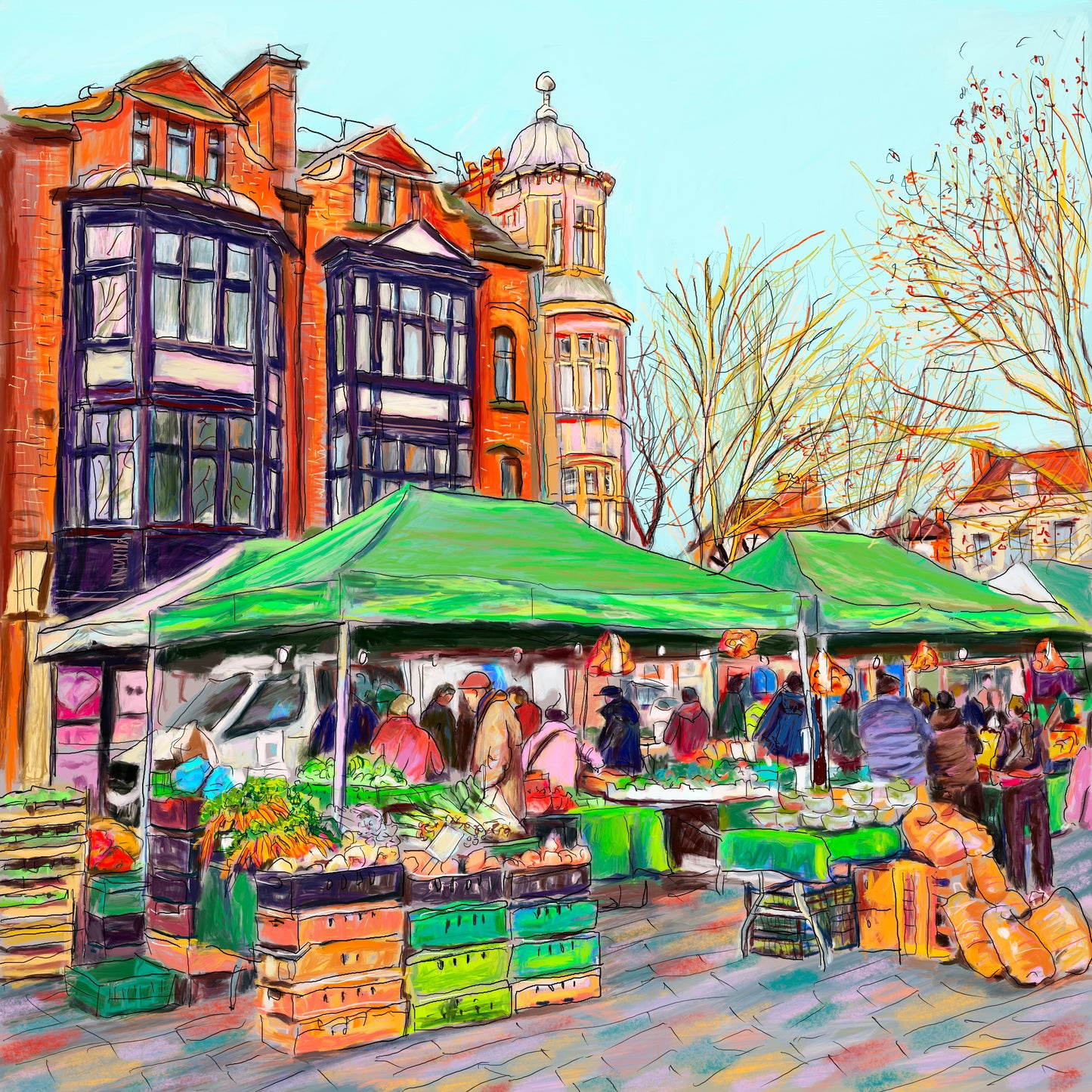 Market Day Salisbury Art Card