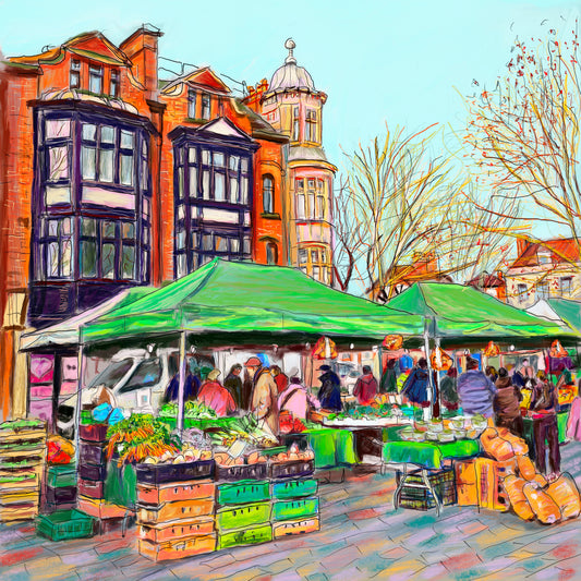 Market Day Salisbury Art Card